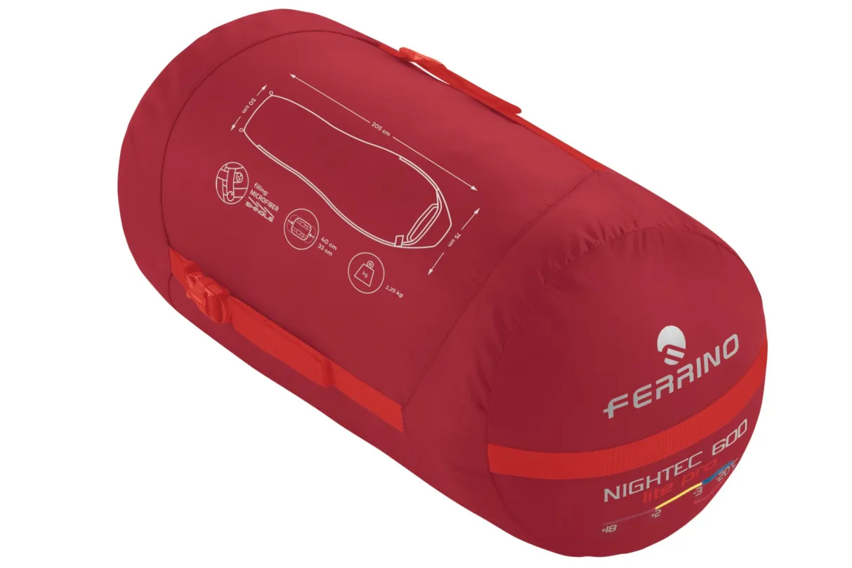 Ferrino SLEEPINGBAG NIGHTEC LITE PRO 600 M rosso- Synthétique | Alpinisme Et Ski De Randonnée
