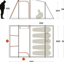 Ferrino TENT METEORA 5 mustard- Familial | Camping