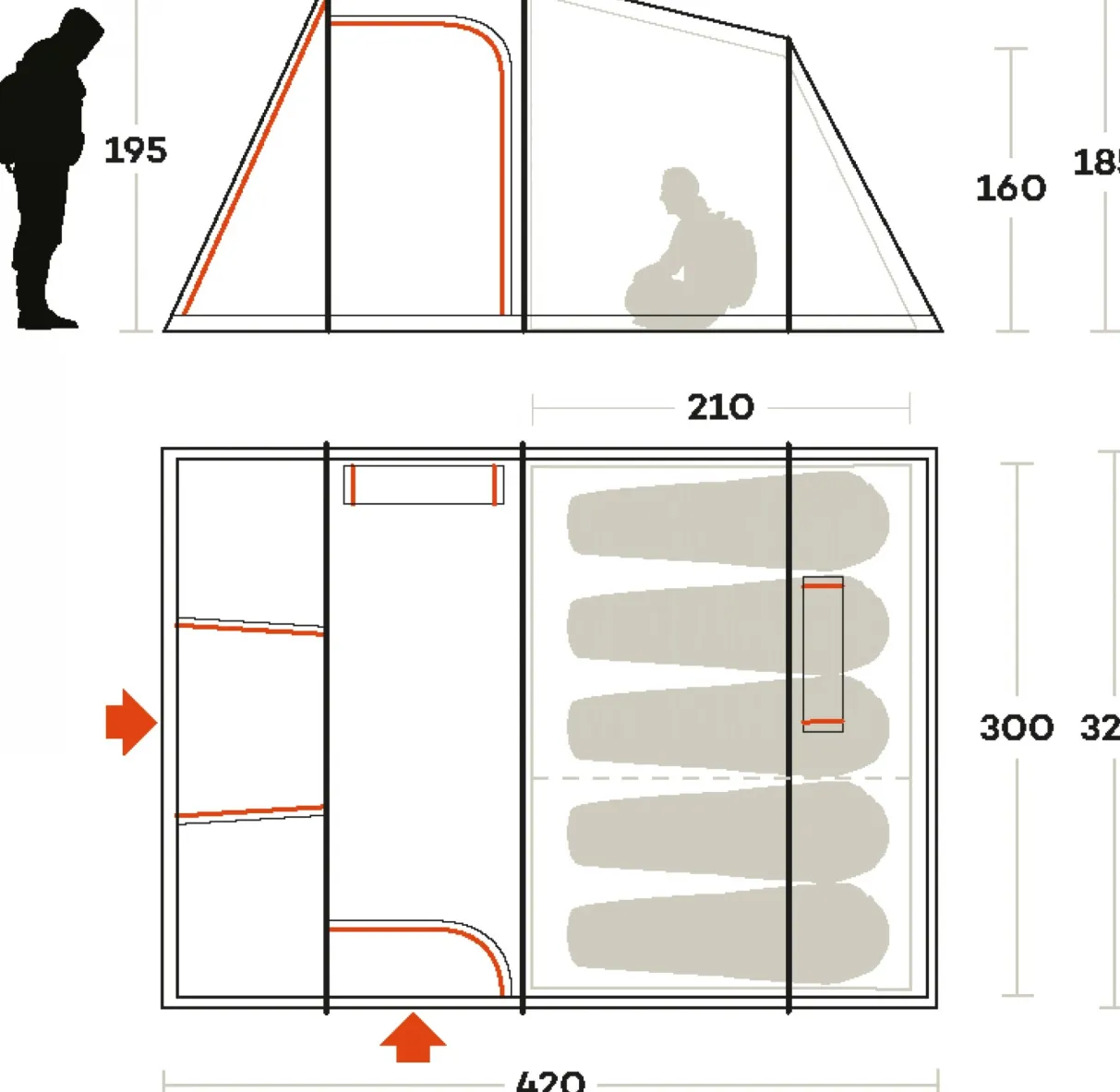Ferrino TENT METEORA 5 mustard- Familial | Camping
